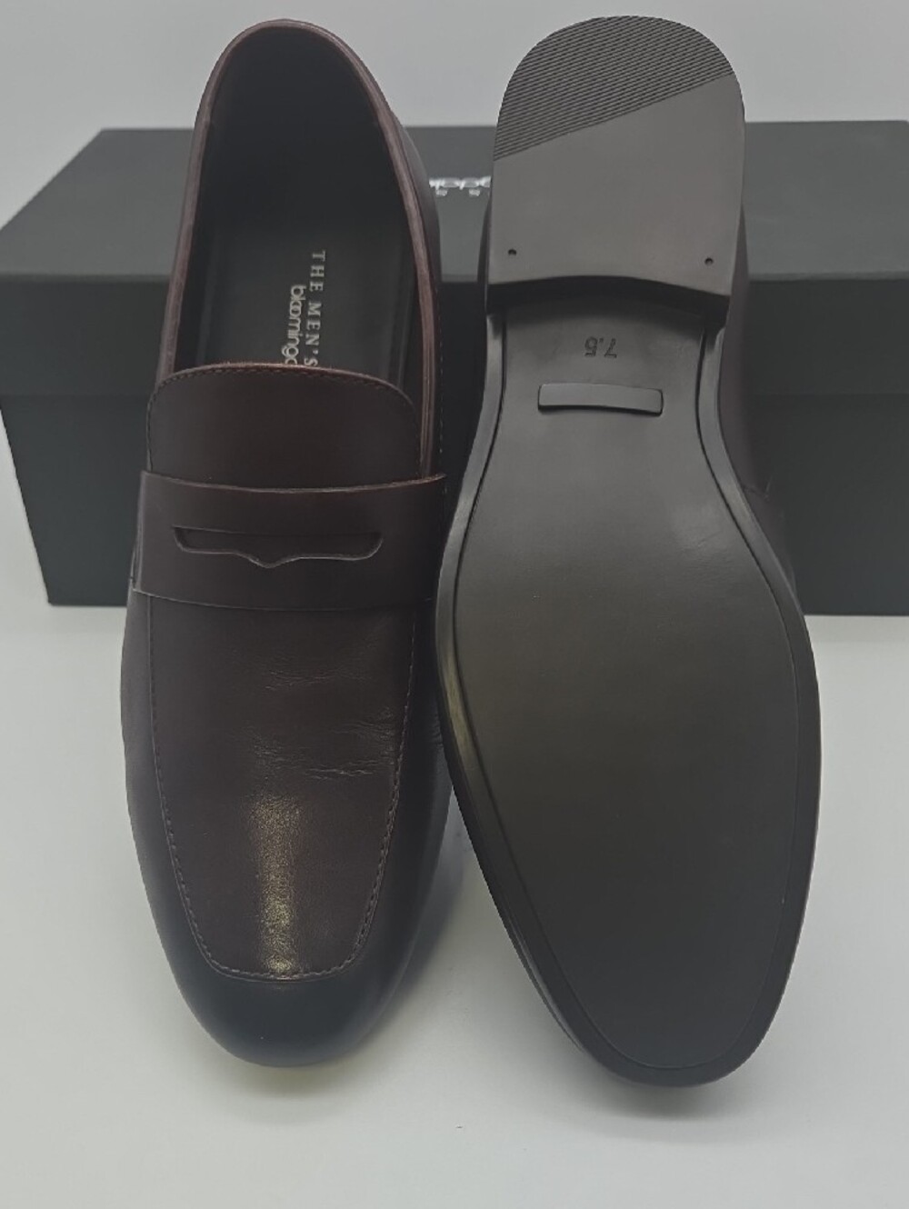 The Men's Store Dark Brown Leather Penny Loafers - Picture 6 of 8